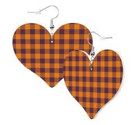 Heart Earrings for Women Trendy - Fall Buffalo Plaid Leather Fashion Dangle Earrings, Fun Nickel Free Earrings for Birthday Party Favor Decor Accessories