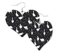 Heart Earrings for Women Trendy - Fashionable Goose Leather Fashion Dangle Earrings, Fun Nickel Free Earrings for Birthday Party Favor Decor Accessories