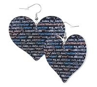 Heart Earrings for Women Trendy - Function Source Code Leather Fashion Dangle Earrings, Fun Nickel Free Earrings for Birthday Party Favor Decor Accessories