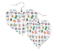 Heart Earrings for Women Trendy - Hello Summer Cat Leather Fashion Dangle Earrings, Fun Nickel Free Earrings for Birthday Party Favor Decor Accessories