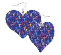 Heart Earrings for Women Trendy - Ice Hockey Players With Puck Leather Fashion Dangle Earrings, Fun Nickel Free Earrings for Birthday Party Favor Decor Accessories