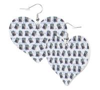 Heart Earrings for Women Trendy - Math Number Print Calculator Leather Fashion Dangle Earrings, Fun Nickel Free Earrings for Birthday Party Favor Decor Accessories