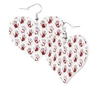 Heart Earrings for Women Trendy - Red Bloody Scary Hands2 Leather Fashion Dangle Earrings, Fun Nickel Free Earrings for Birthday Party Favor Decor Accessories