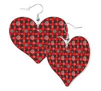 Heart Earrings for Women Trendy - Snowflakes On A Buffalo Plaid Leather Fashion Dangle Earrings, Fun Nickel Free Earrings for Birthday Party Favor Decor Accessories