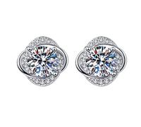Heart Earrings Made of Rose Moissanite Shaped Moissan Earrings Pentagram Jewellery with Soul Earrings, one size, Metal, No Gemstone