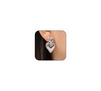 Heart Earrings Valentine's Day Earrings for Women Dainty Irregular Double Gold Heart Stud Earrings Trendy Valentine's Day Love Heart Earrings Gold Silver Heart Earrings Valentine's Day Earrings, Large
