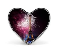 Heart Eiffel Tower Fireworks Brooch Classic Mini Pin 1 Inch Aluminum Alloy Lapel Pin Personalized Button Badge for Backpack Hat Suit Jacket Clothing Decoration