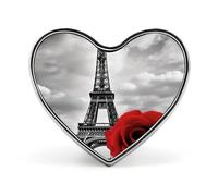 Heart Eiffel Tower Red Rose Brooch Classic Mini Pin 1 Inch Aluminum Alloy Lapel Pin Personalized Button Badge for Backpack Hat Suit Jacket Clothing Decoration