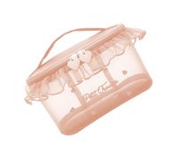 Heart Embroidery Meshes Cosmetic Case Practical Nylon Makeup Bag with Zipper Closure Fashion Bags Multi Compartment Storage