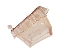 Heart Embroidery Meshes Cosmetic Case Practical Nylon Makeup Bag with Zipper Closure Fashion Bags Multi Compartment Storage