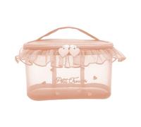 Heart Embroidery Meshes Cosmetic Case Practical Nylon Makeup Bag with Zipper Closure Fashion Bags Professional Women's Organizer, C, Mass Beauty