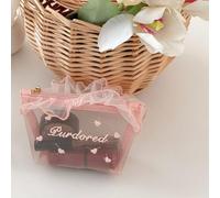 Heart Embroidery Meshes Cosmetic Case Practical Nylon Makeup Bag with Zipper Closure Fashion Cosmetic Bags Nylon Makeup Bag