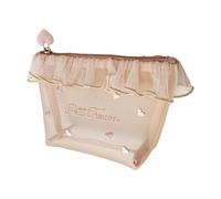 Heart Embroidery Meshes Cosmetic Case Practical Nylon Makeup Bag with Zipper Closure Fashion Cosmetic Bags Travel Toiletry Bag