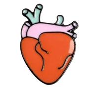 Heart Enamel Brooch with Rose, Mushroom & Butterfly Motif, Klein, Non-precious metal