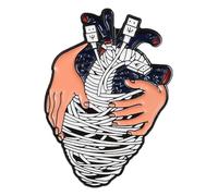 Heart Enamel Brooch with Rose, Mushroom & Butterfly Motif, Klein, Non-precious metal