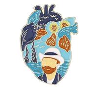 Heart Enamel Brooch with Rose, Mushroom & Butterfly Motif, Klein, Non-precious metal