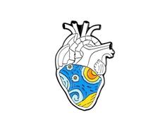 Heart Enamel Brooch with Rose, Mushroom & Butterfly Motif, Klein, Non-precious metal