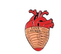 Heart Enamel Brooch with Rose, Mushroom & Butterfly Motif, Klein, Non-precious metal