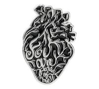 Heart Enamel Brooch with Rose, Mushroom & Butterfly Motif, Klein, Non-precious metal