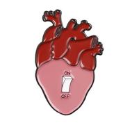 Heart Enamel Brooch with Rose, Mushroom & Butterfly Motif, Klein, Non-precious metal