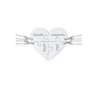 Heart Engraved Necklace for Women 4 Names Necklace Customised Puzzle Pendant