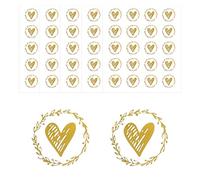 Heart Envelope Seals, Clear Gold Heart Stickers Decorative Envelopes Seal Self-Adhesive Round Sealing Sticker for Wedding Invitations Envelopes Greeting Cards DIY Party Favors A7AXXFT (Gold)