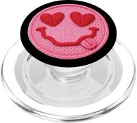 Heart Eyes Face Valentine Yarn Style Round Character Graphic PopSockets PopGrip for MagSafe
