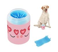 Heart Eyes Love Look Portable Mud Paw Clean Station with Soft Silicone Brush Pets Feet Cleaning Kit for Small Medium Large Breed Dogs, Cats