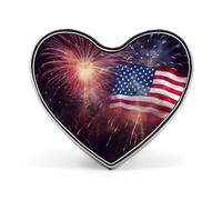 Heart Firework American Flag Brooch Classic Mini Pin 1 Inch Aluminum Alloy Lapel Pin Personalized Button Badge for Backpack Hat Suit Jacket Clothing Decoration