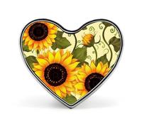 Heart Floral Sunflower Brooch Classic Mini Pin 1 Inch Aluminum Alloy Lapel Pin Personalized Button Badge for Backpack Hat Suit Jacket Clothing Decoration