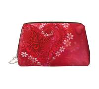 Heart Flower Leather Toiletry Organizer Bag, Travel-Friendly Makeup Pouch for Women