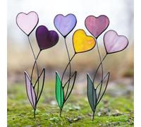 Heart Flower Metal Stake - Colorful Yard Decoration, Outdoor Plant Ornament | Durable Proof Waterproof Metal Heart Display, Garden Lawn Floral Sign for Flower Pot Planter Decoration