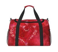 Heart Flower Print Womens Sports Bags Travel Bag - Gym Tote Bag with Compartment,Duffel Bags for Men,Ladies Holdall,Carry On Weekend Travel Handbags for Women
