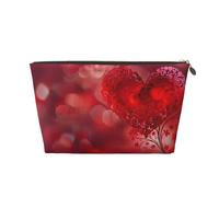 Heart Flower Printed Travel Cosmetic Bags with Gold Zipper Makeup Organizer Cosmetic Case Toiletry Bag for Women Mom Girls