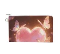 Heart Flutters Butterfly Coin Purse Mini Change Wallet Portable Change Purse Cute Canvas Coin Wallet Bag with Zipper for Men & Women