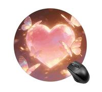 Heart Flutters Butterfly Mouse Pad Non-Slip Rubber Round Mousepad for Office Home Gaming Laptop Waterproof Travel Circle Mouse Pads for Computer Cute Mouse Mat for Women Men