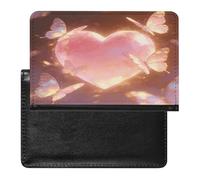 Heart Flutters Butterfly Passport Holder for Women Men Slim Travel Wallet Travel Document Organizer ID Card Protector Case Holders PU Leather Passport Cover Credit Card Holder