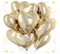 Heart Foil Balloon Gold, 18 Inch Heart Balloons Wedding Gold, Heart Balloon Helium, Hearts Foil Balloons Party Decoration for Birthday Wedding Party Anniversary Valentine's Day, Golden Balloons