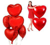 Heart Foil Balloon Red 32 Inch Pack of 5 Heart Balloons XXL Heart Helium Balloon Heart Shape Foil Balloon Heart for Birthday Valentine's Day Wedding Engagement