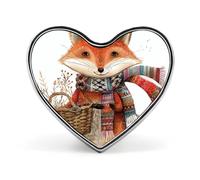 Heart Fox Holding Basket Brooch Classic Mini Pin 1 Inch Aluminum Alloy Lapel Pin Personalized Button Badge for Backpack Hat Suit Jacket Clothing Decoration