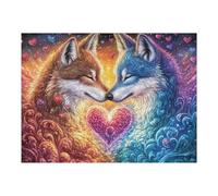 Heart Foxes 500 Piece Jigsaw Puzzle For Men Cognitive Development Adults Anxiety Memory Care Mothers Valentines Gift High-grade Rigid Cardboard 500 PCS