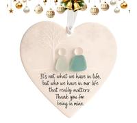 Heart Friendship Ornament - Acrylic Love Heart Keepsake Decoration, Beautiful Sea Glass Hangable Ornament, Meaningful Gift for Students True Friends Teens Women Adults Girls Bedroom Office Daily Displ