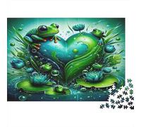 Heart Frog Jigsaw Puzzles Lily Pad 1000Pc Recycled Paper for Adults Puzzle Fun Challenging Game Brain Thinking Home Fun Present Gift 70x50cm/1000pcs