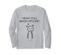 Heart Full Brain Offline Happy Stick Figure Design Long Sleeve T-Shirt