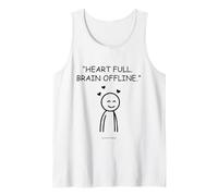 Heart Full Brain Offline Happy Stick Figure Design Tank Top