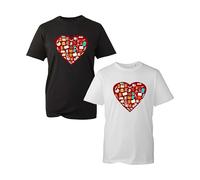 Heart Full of Books T-Shirt, Men's Women's Novelty Graphic T-Shirts I Love Reading Librarian Books Lover Gift Unisex Kids Adults Tee Top (White, 7 Years)