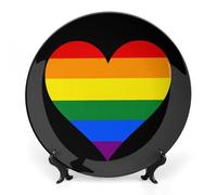 Heart Gay Proud Bone China Decorative Plate Ceramic Wall Dinner Plates with Display Stand for Home Kitchen Decor 6inch