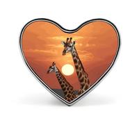 Heart Giraffe at Sunset Brooch Classic Mini Pin 1 Inch Aluminum Alloy Lapel Pin Personalized Button Badge for Backpack Hat Suit Jacket Clothing Decoration