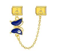 Heart Gold Birthday Mum Daughter Sister Safety Chain Stainless Steel 9mm Italian Link Charm Compatible With Nomination Bracelet (18k Gold Butterfly Evil Eye Hamsa Fatima)