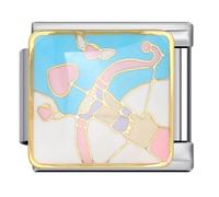 Heart Gold Birthday Mum Daughter Sister Safety Chain Stainless Steel 9mm Italian Link Charm Compatible With Nomination Bracelet (Cupid Arrow Love Heart Bird Pink)